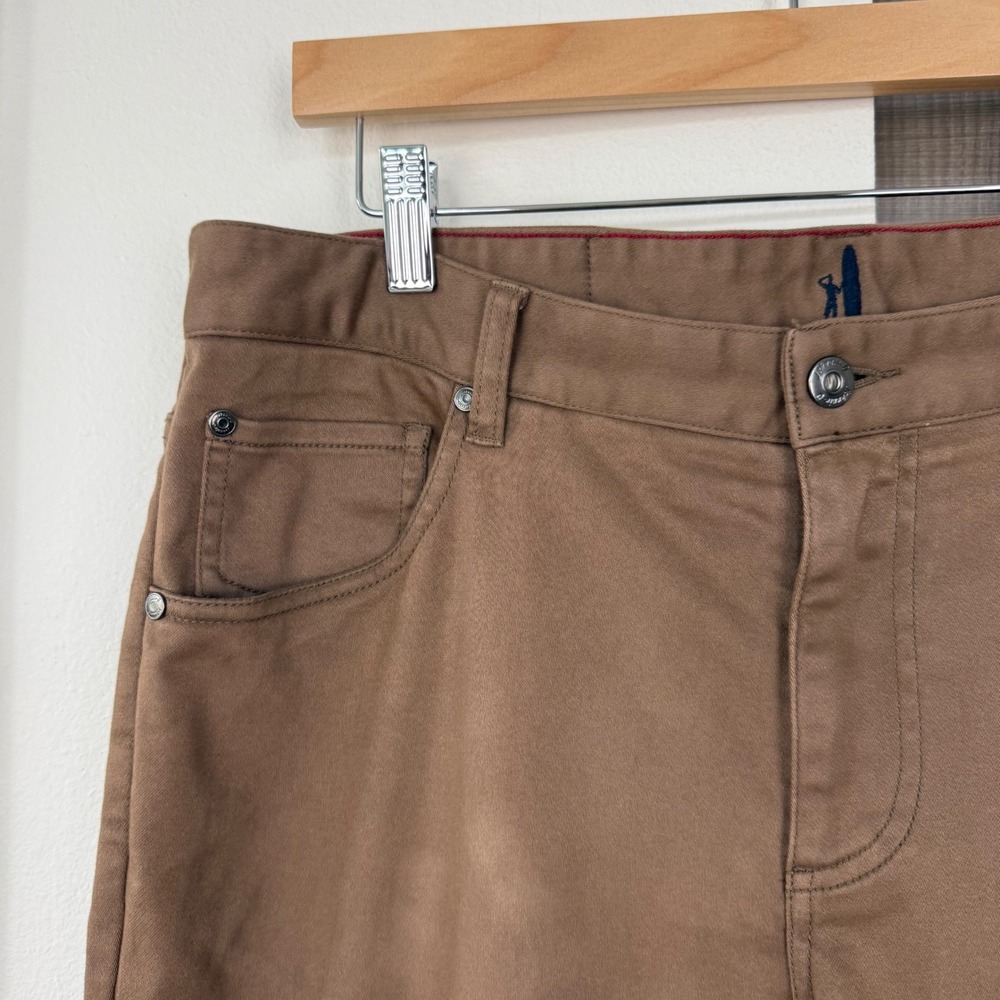 Johnnie O Khaki Brown Terry Cloth 5 Pocket Pants Stretch Size 33 - Picture 5 of 13